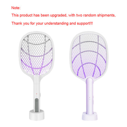 2 IN 1 Electric Mosquito Swatter Mosquito Killer 3000V USB Rechargeable Angle Adjustable Electric Bug Zapper Fly Bat Swatter