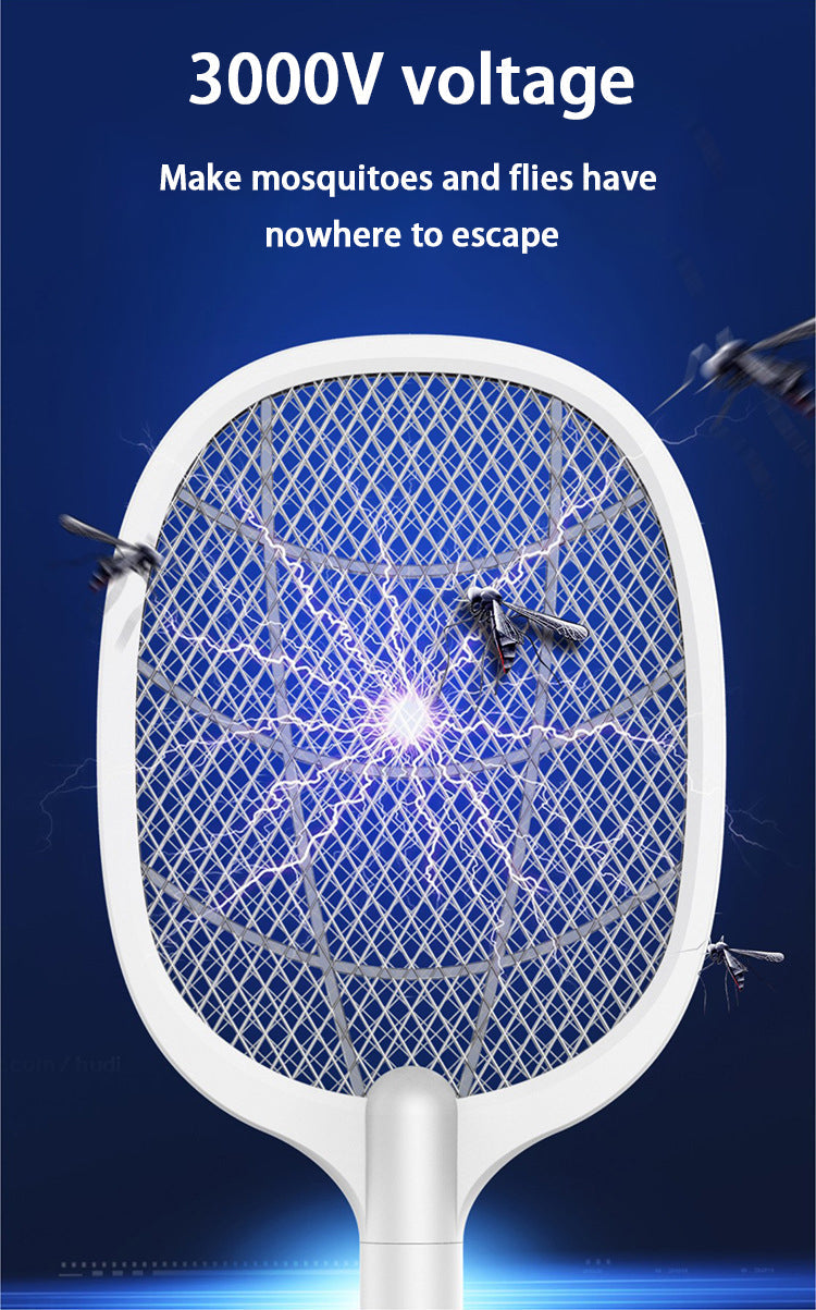 2 IN 1 Electric Mosquito Swatter Mosquito Killer 3000V USB Rechargeable Angle Adjustable Electric Bug Zapper Fly Bat Swatter