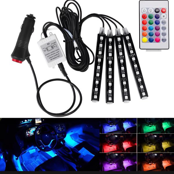 Car Atmosphere Light Remote Operated 36 Led 3 Strips