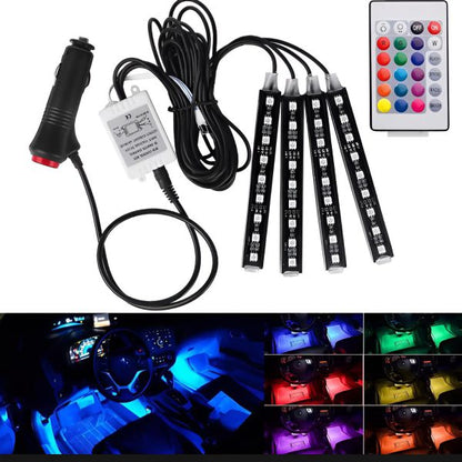 Car Atmosphere Light Remote Operated 36 Led 3 Strips