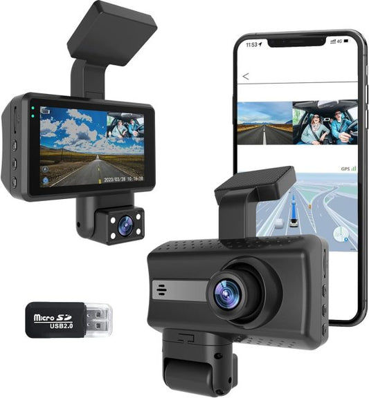 Dual Lens Dvr 1080p Dual Fixecar Dual Lens Dash Cam | Black Box Dvr Camera | Hd Video Quality D Camera