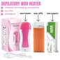 3 In 1 Depilatory Wax Heater Machine With Roll On Wax Refill And Waxing Strips For Body And Face Hair Removal (random Color)